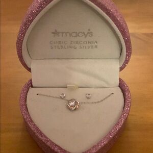 Macys Sterling Earrings and Necklace Set